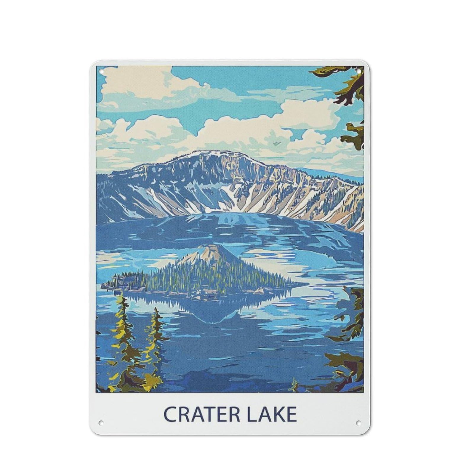 Junmoney Style-11 Crater Lake National Park(3) Classic Metal Wall Decor 40X30cm, Office Metal Sign For Workspace, Cafe, Shop Or Desk Area