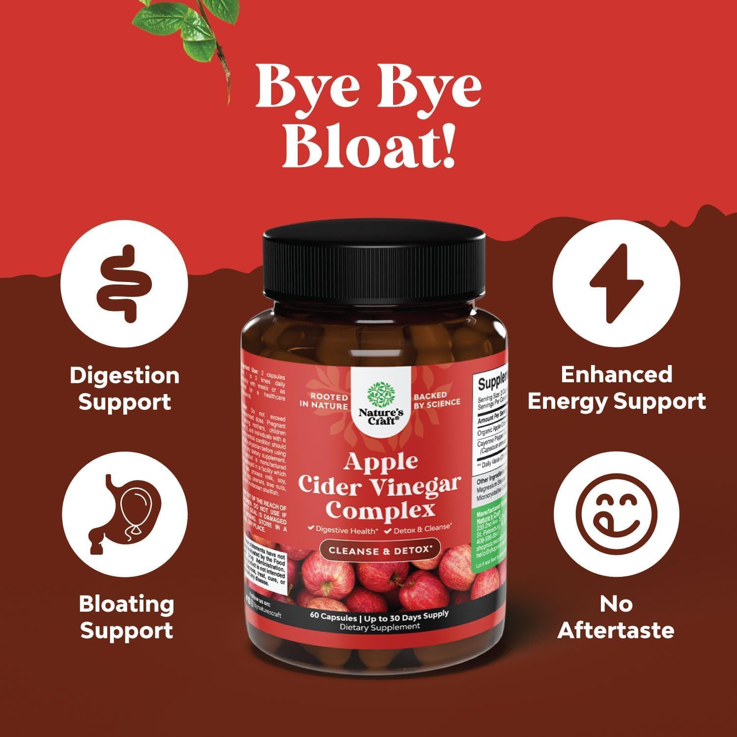 Apple Cider Vinegar Capsules - Digestive and Gut Health Support - 60 Count — Amazon image 2
