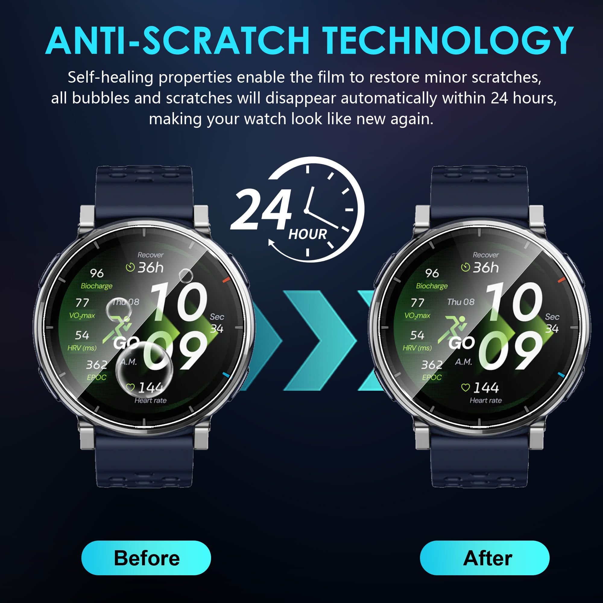Lemxiee 3 Pezzi Pellicola Vetro Temperato per Amazfit Active 3 & 3 Premium
