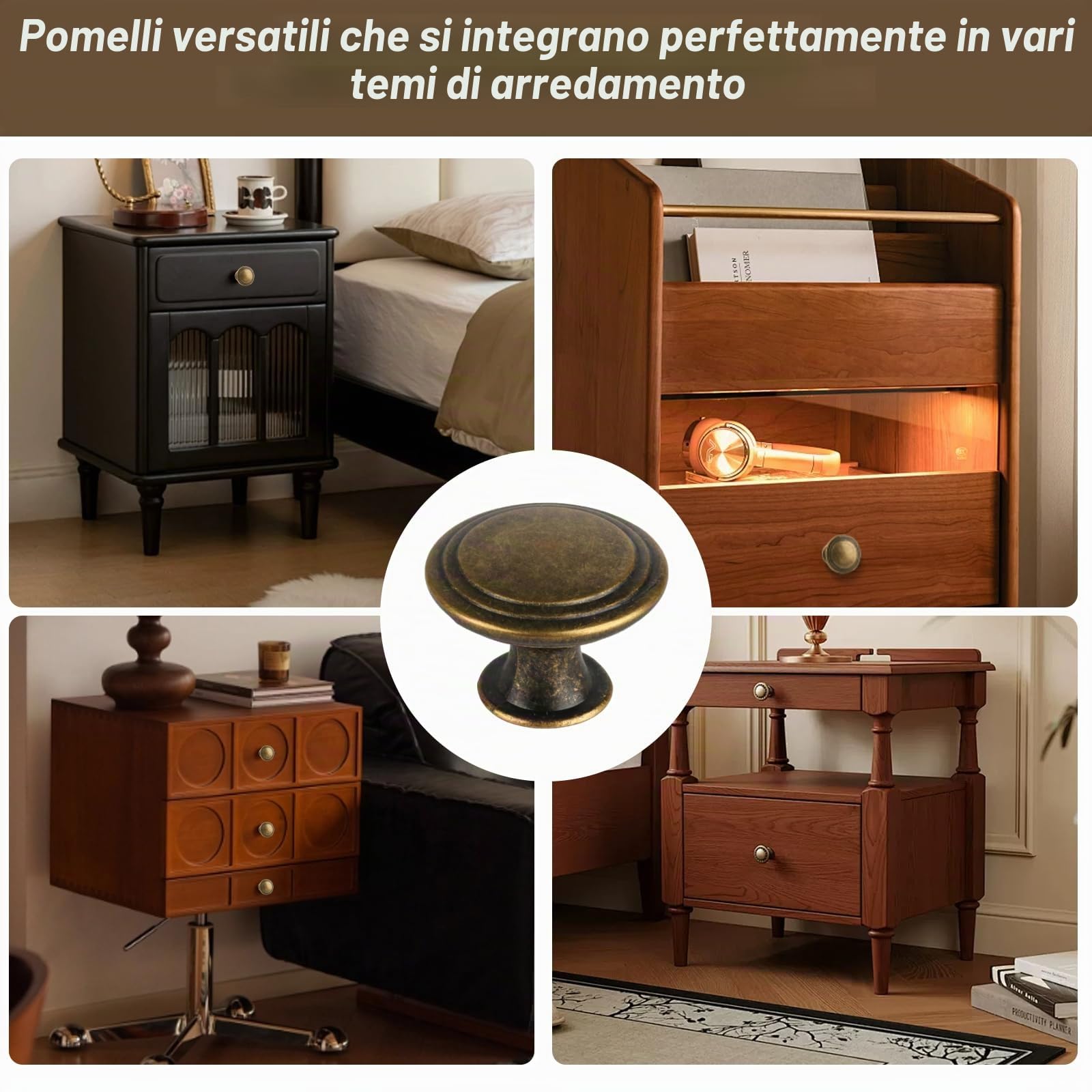 6 Pz Pomelli per Mobili Vintage, 30 mm Pomelli per Cassetti, Pomello per Mobili Vintage Bronzo Rotonde, Maniglia Maniglie Mobili Cucina per Porte Armadio Cassetto Ante di Mobile