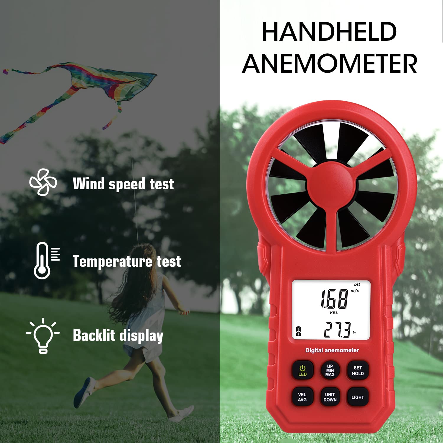 Snapklik.com : XinJiaYi Digital Anemometer, Portable Air Flow Meter