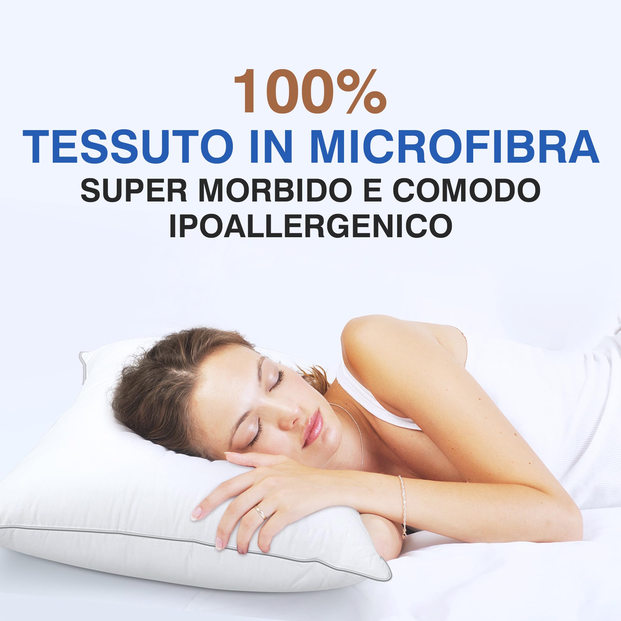 Cuscini in piuma di lusso TESQ 50x70 cm con triplo strato di comfort, cuscini letto igienico di alta qualità, imbottitura soffice e morbida al 100%, Antiacaro, Anallergico, Traspirante