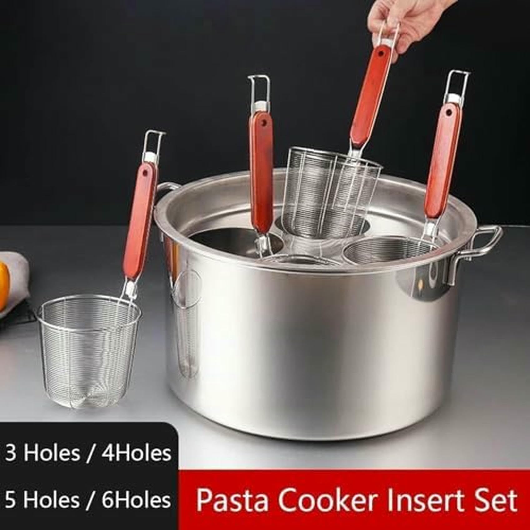 Pentola Multifunzionale per zuppa con colino, utensile per Cucinare la Pasta con cestelli per colino, pentole per Pasta in Acciaio Inox, Set di Inserti per cuocipasta, cuocipapa a Vapore~/