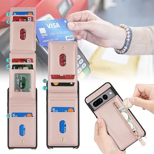 Miniatura 9 de Funda para Google Pixel 6a con tarjetero para mujer, para Pixel 6a, cartera con correa y ranuras para tarjetas de crédito, bandolera con función