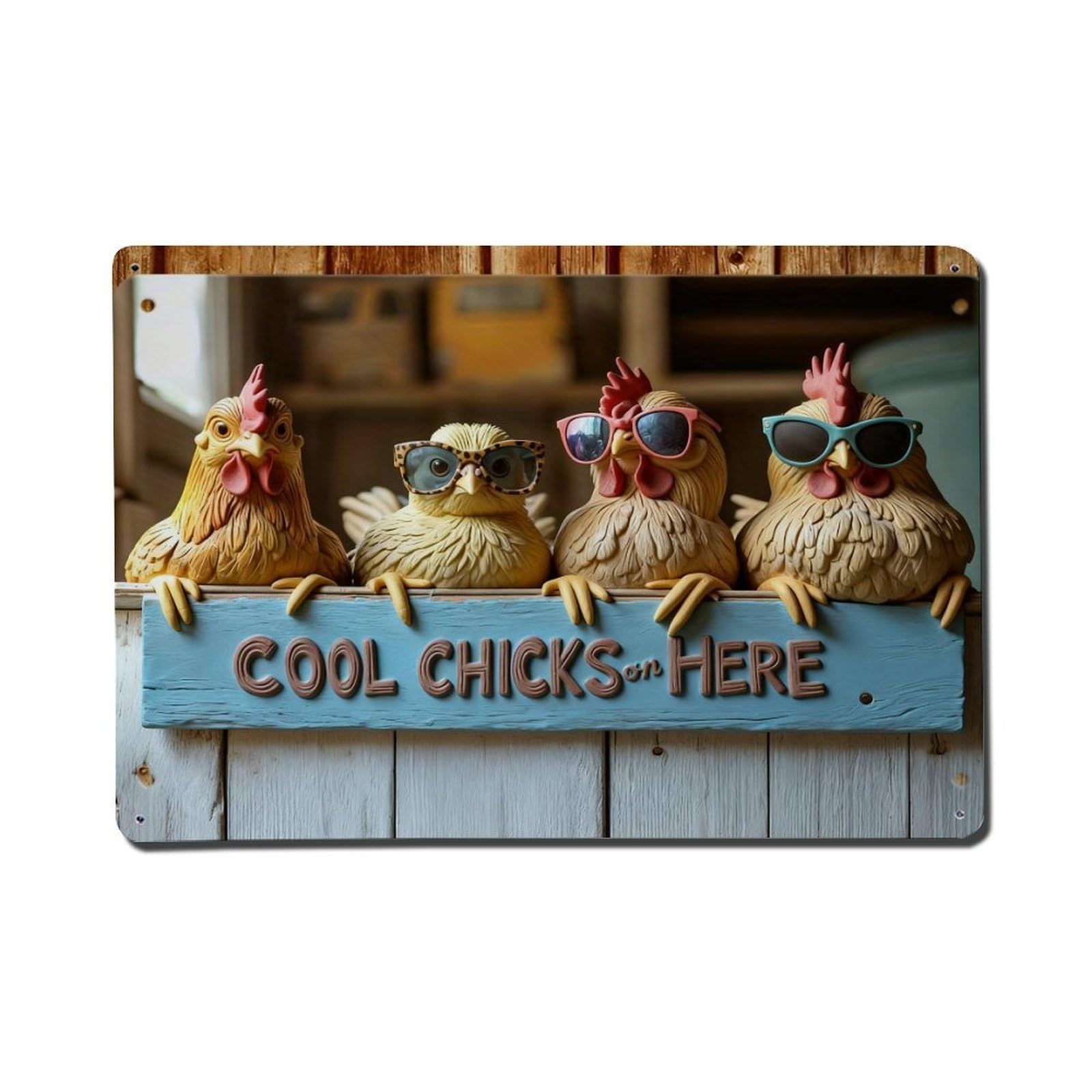 Iageret Vintage Cool Chicks Here Sign Metal Tin Sign Retro Wall Decor, Bar Garage Cafe Kitchen Home Wall Art Poster Decoration 8X12inches
