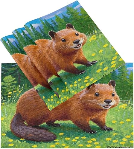 Miniatura 3 de Custom Cute Animal Beavor Grassland Plastic placemats for Dining Table Plastic Reversible Quilted placemat Set of 6 12 x 18 manteles para comedor