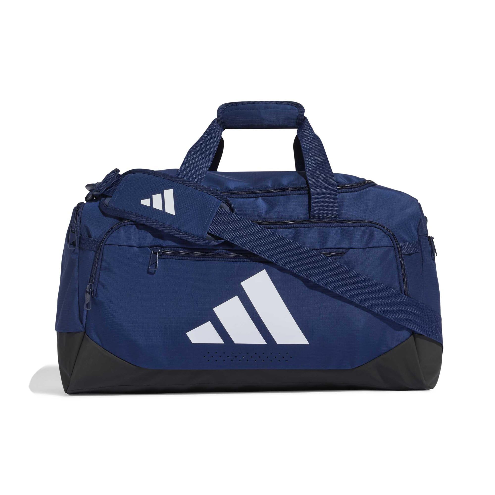 adidas Unisex Training Defender Duffle Bag Small Duffel Bag, Dark Blue/White, One Size