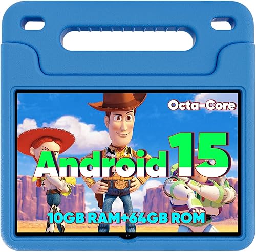 Miniatura 1 de WXUNJA Tablet Android 15 Kids 2025, tabletas actualizadas de 10.1 pulgadas con procesador Octa-Core, batería de 6000 mAh, espacio para niños,