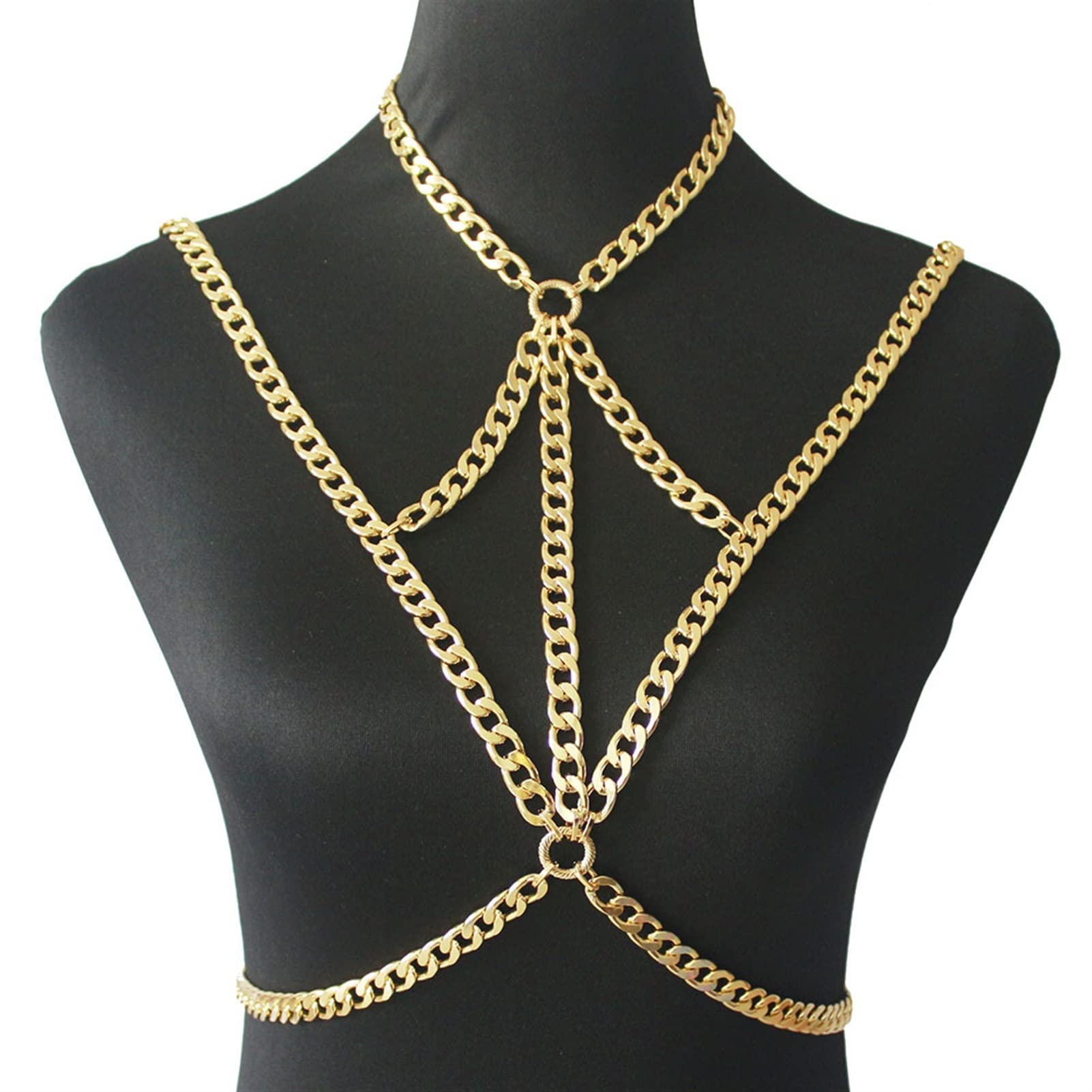 Modische Körperkette, Sommer-Gold-Körperkette, Glieder-BH, klobige Bikini-Kette, Halsketten, Frauen-Körperkette, Boho-Schmuck, Geschenkketten, Halskette (Metallfarbe: Silberfarbe) (Goldfarbe)