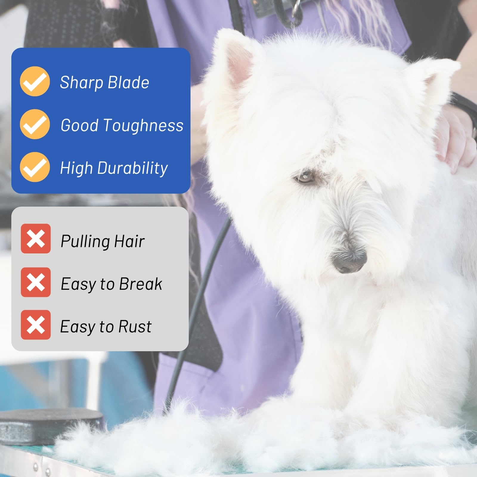 Ciseaux de toilettage de chien professionnel mixte de 7,5 pouces pour la main gauche, 35% d'amincissement, acier vg10, pour les toiletteurs d'animaux domestiques ou à la maison, rose