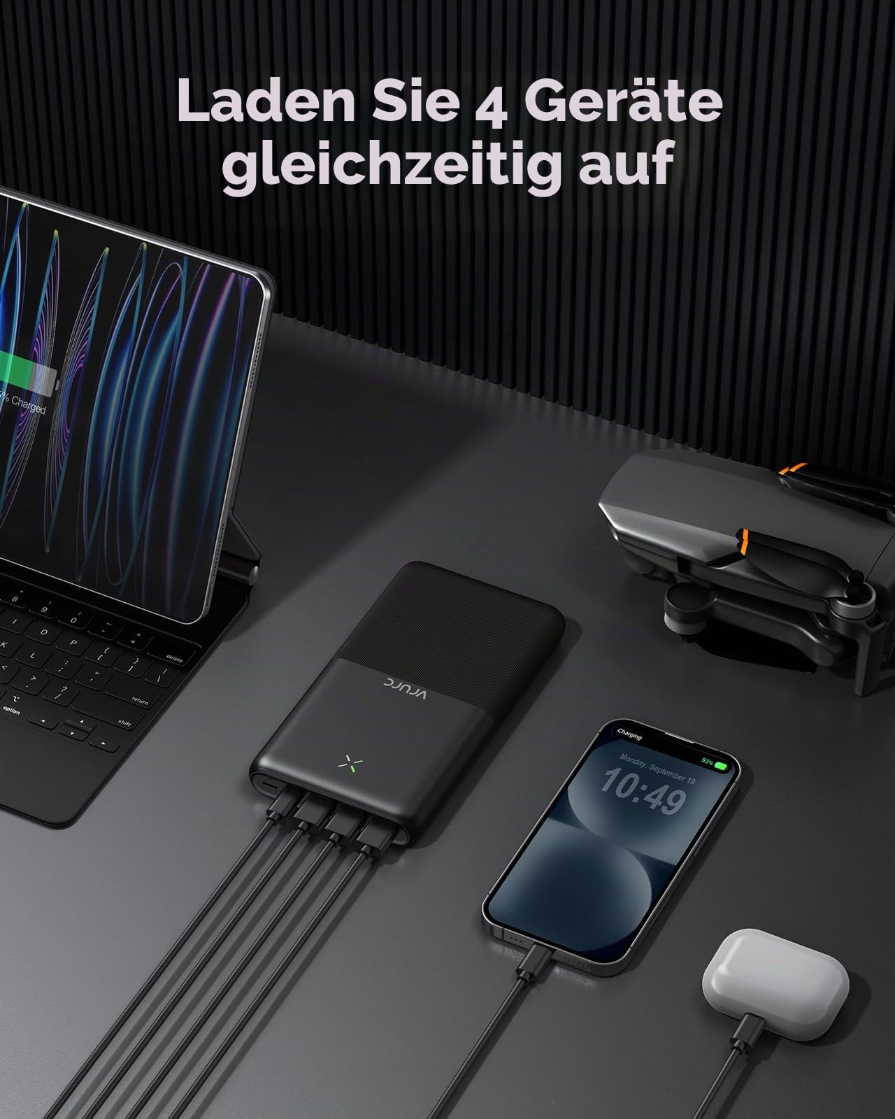 Powerbank 30000 mAh, VRURC 22,5 W Schnellladung tragbares Ladegerät, USB C