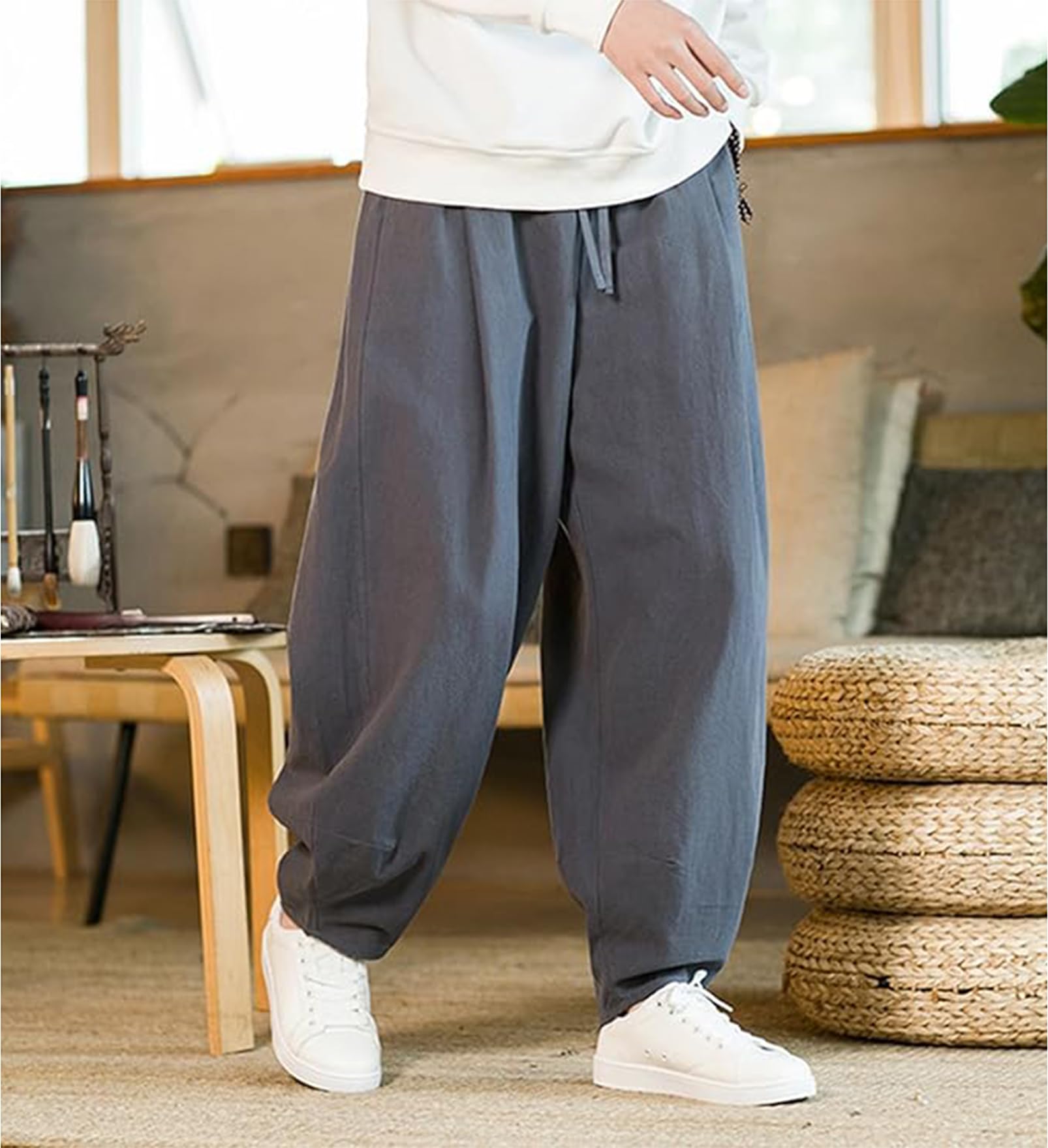 Generico Pantaloni Tai Chi Comodo Pantaloni da Allenamento da Uomo e da Donna Kung Fu Uniforme per Arti Marziali Qigong Wing Chun Shaolin Gamba Larga per Il Tuo Esercizio di Tai Chi
