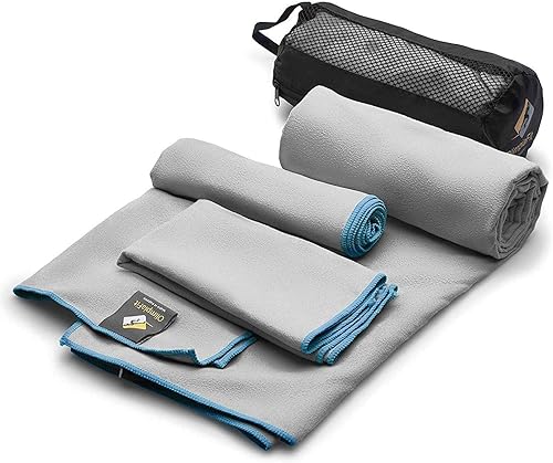 OlimpiaFit Toalla de secado rápido, paquete de 3 toallas de viaje de microfibra ligera con bolsa, juego de toallas de secado rápido para campamento,