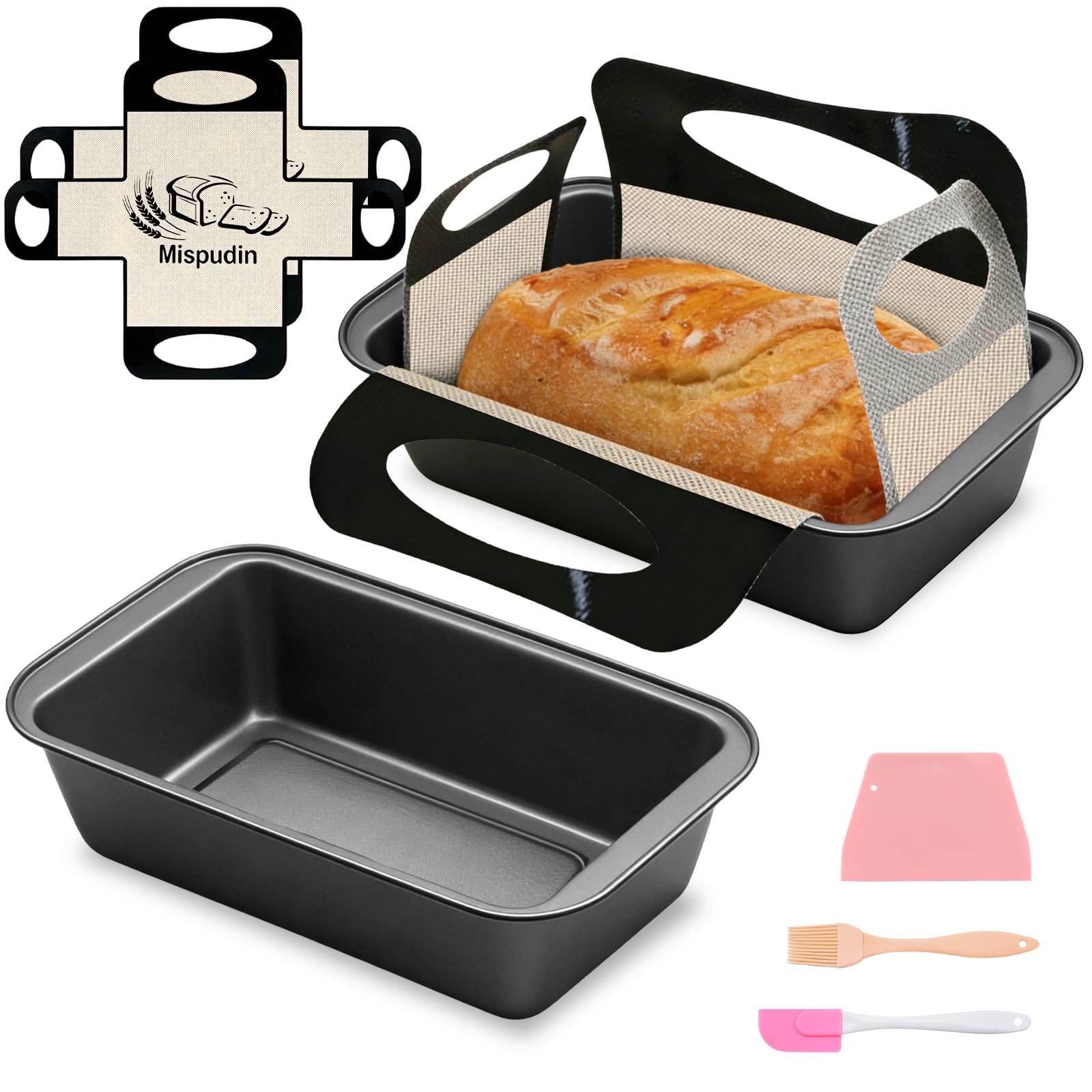 2 Pièces Moule a Pain en Acier Carbone, Antiadhésif Moule à Cake Rectangulaire 27.5X14.5X6cm avec 2 Tapis de Cuisson & Ustensiles de pâtisserie, Moules à Pain pour Cake, Gâteau, Dessert, Four