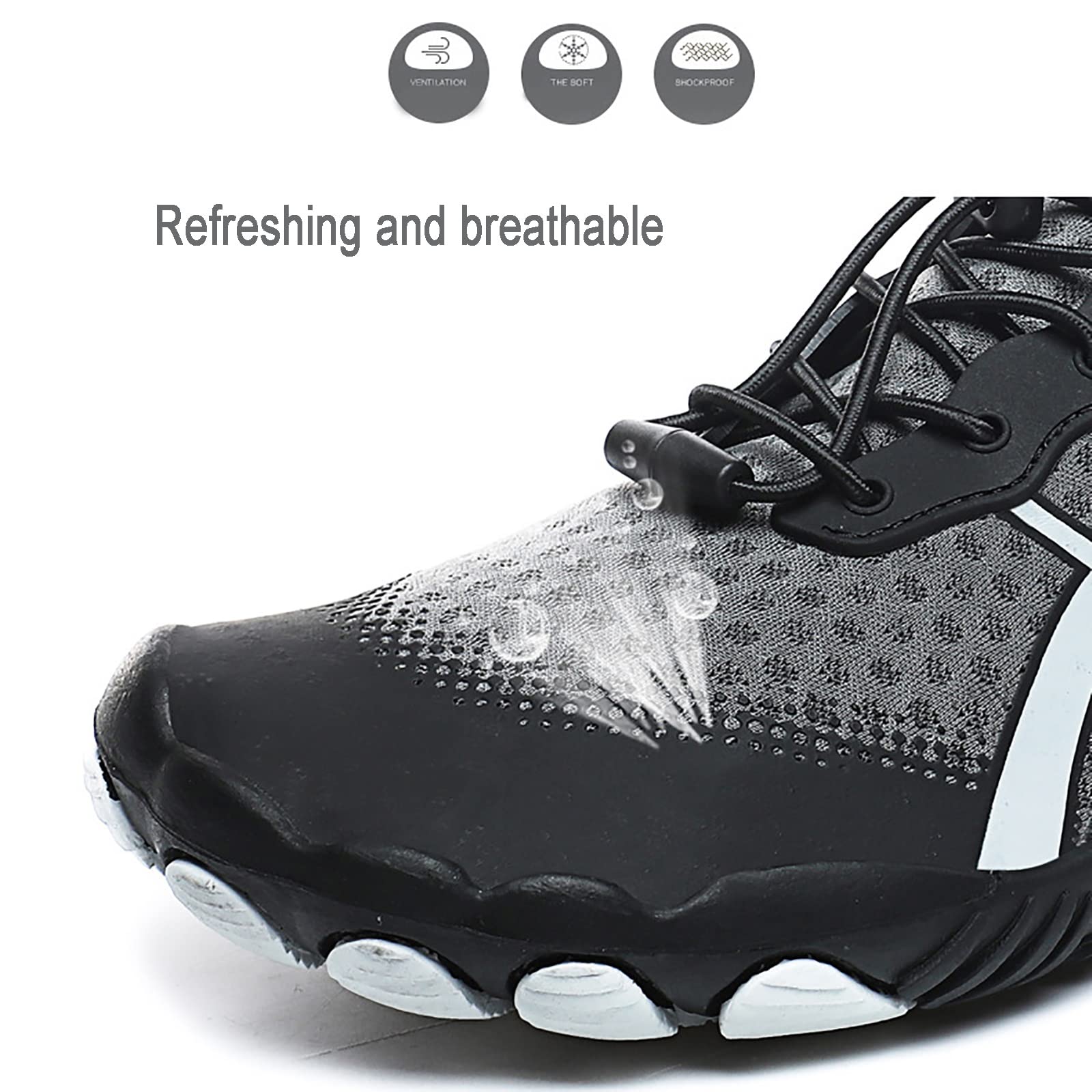 Unisex szybkoschnące buty do wody, Trekking Lekkie podparcie łuku Antypoślizgowe buty do brodzenia na świeżym powietrzu, do pływania Surfing Nurkowanie Buty do sportów wodnych(Gris,42 EU)