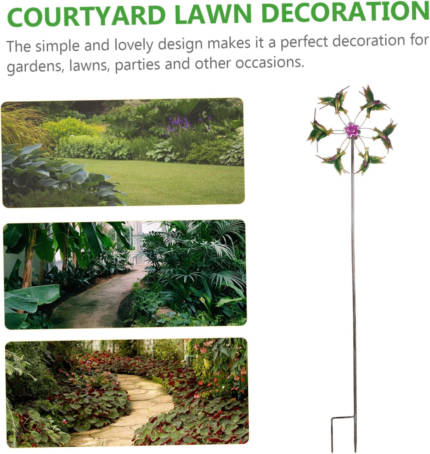 YARNOW Creative Hummingbird Wind Spinner for Garden and Patio Abstract Sunflower Metal Windmill Decor 360-Degree Rotating Outdoor Yard Decoration