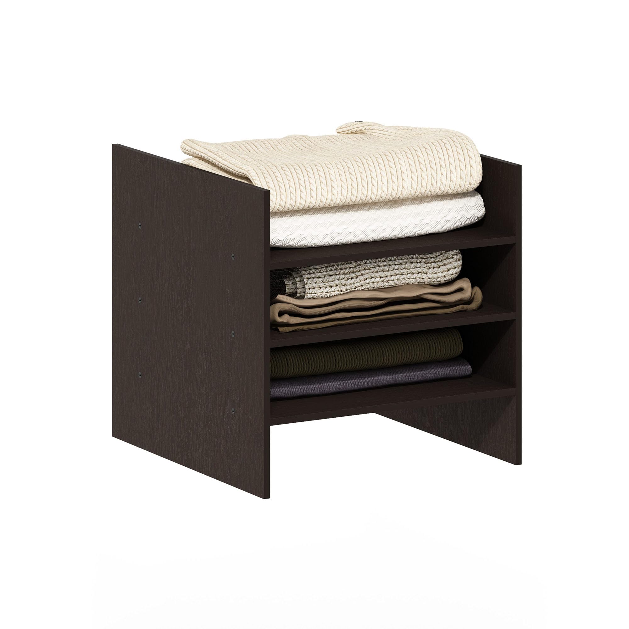 Furinno Cubicle 3-Shelf Cube Insert, Cube Organizer, Dark Oak