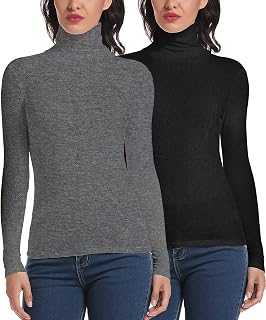 RITERA Women Mock Turtleneck Tops Long Sleeves Lightweight Basic Layering Pullover Tops