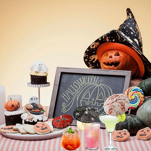 Miniatura 6 de 200 piezas de paraguas de bebida de Halloween, palillos de frutas, palillos de dientes para cupcakes, decoración de Halloween, fiestas, aperitivos,