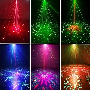 Party Lights Dj Disco Lights, Strobe Stage Light Sound Activated Laser Llights Projector with Remote Control for Parties Bar Birthday Wedding Holiday Event Live Show Xmas Decorations Lights