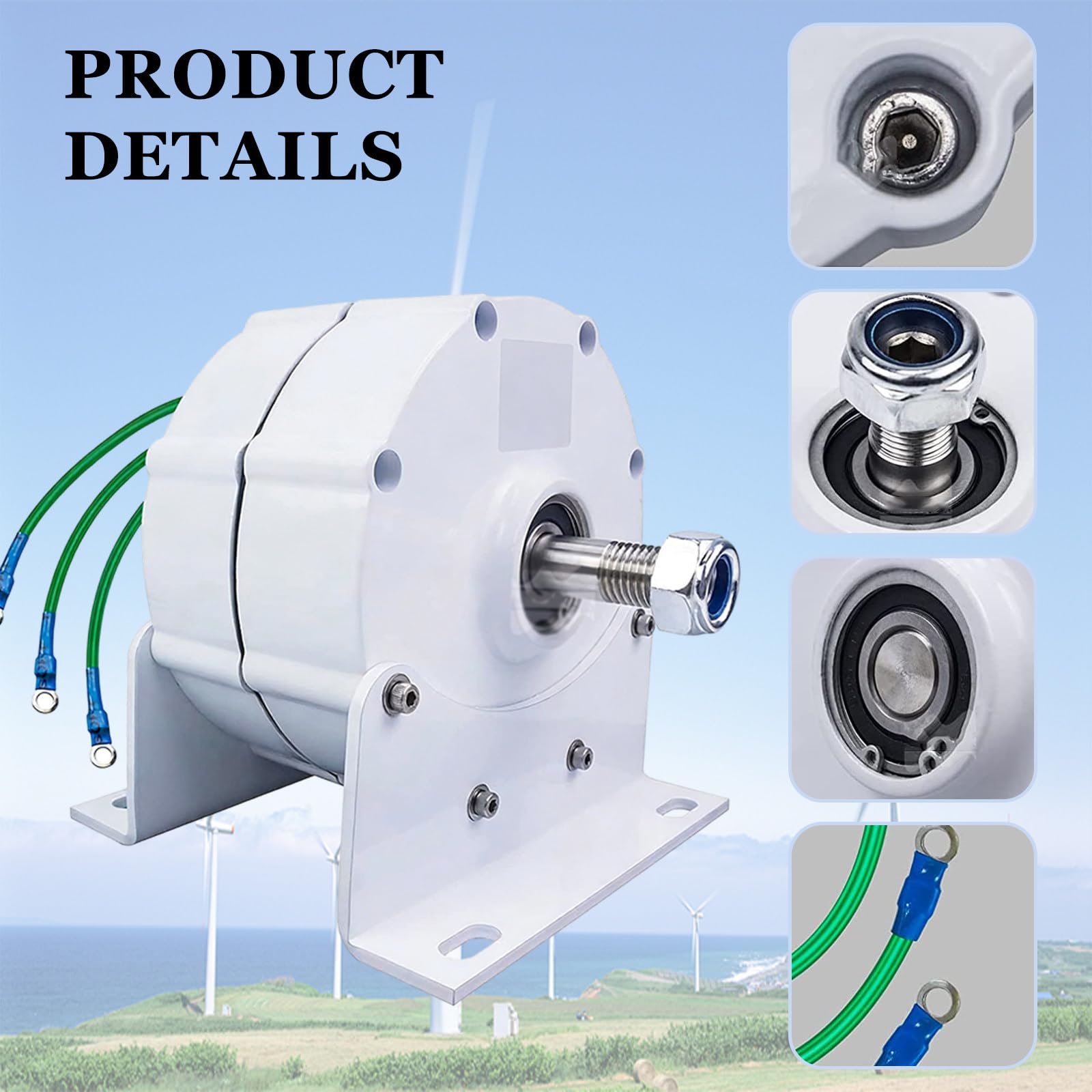 Motore sincrono CA trifase, generatore a bassa velocità del vento da 600 W con raddrizzatore per mulino a vento in fattoria domestica, controller per turbina eolica/acqua, 48 V