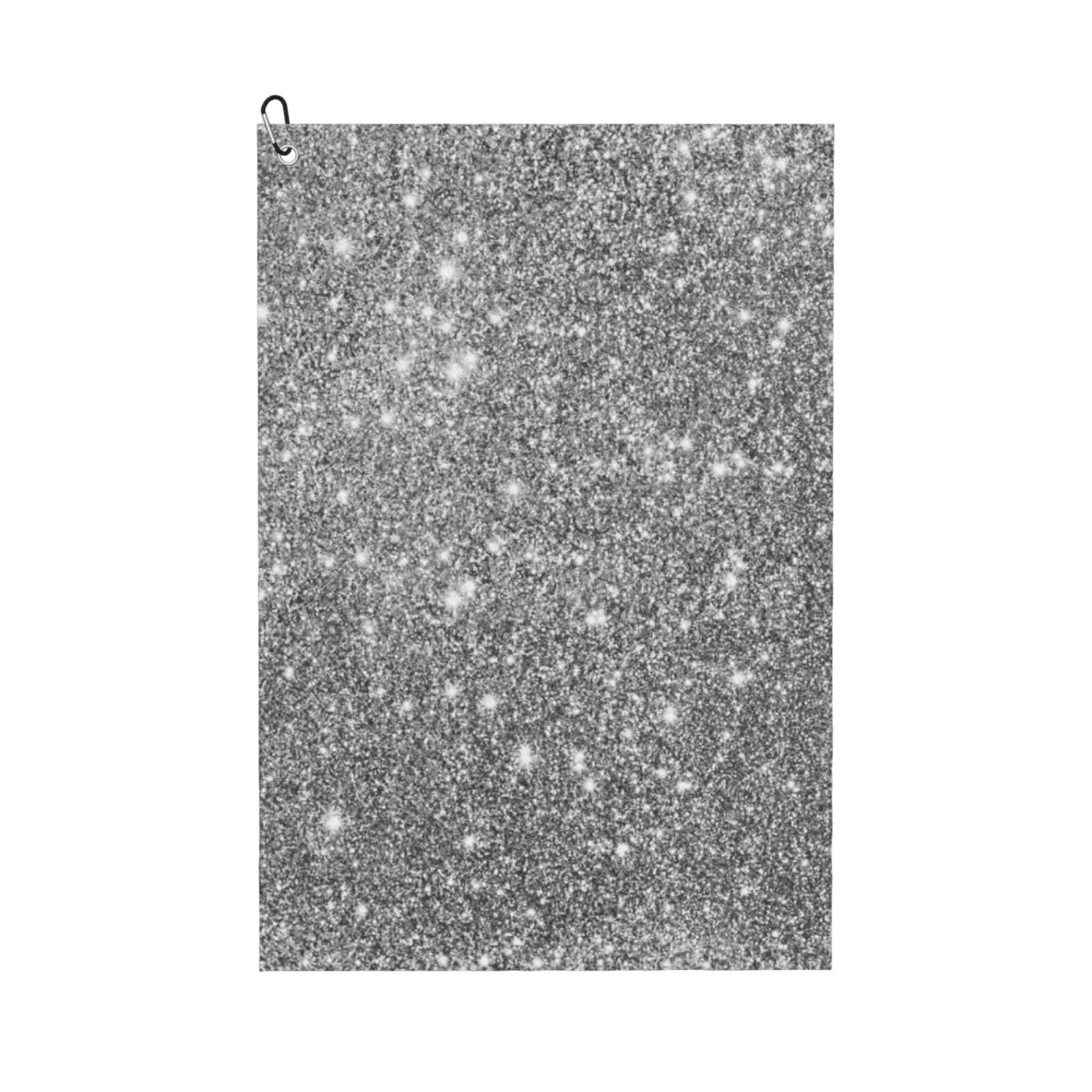 Hnnkloy Silver Glitter Sparkles, 16x24 in Portable Waffle Golf Towels with Carabiner Clip for Golf Bag