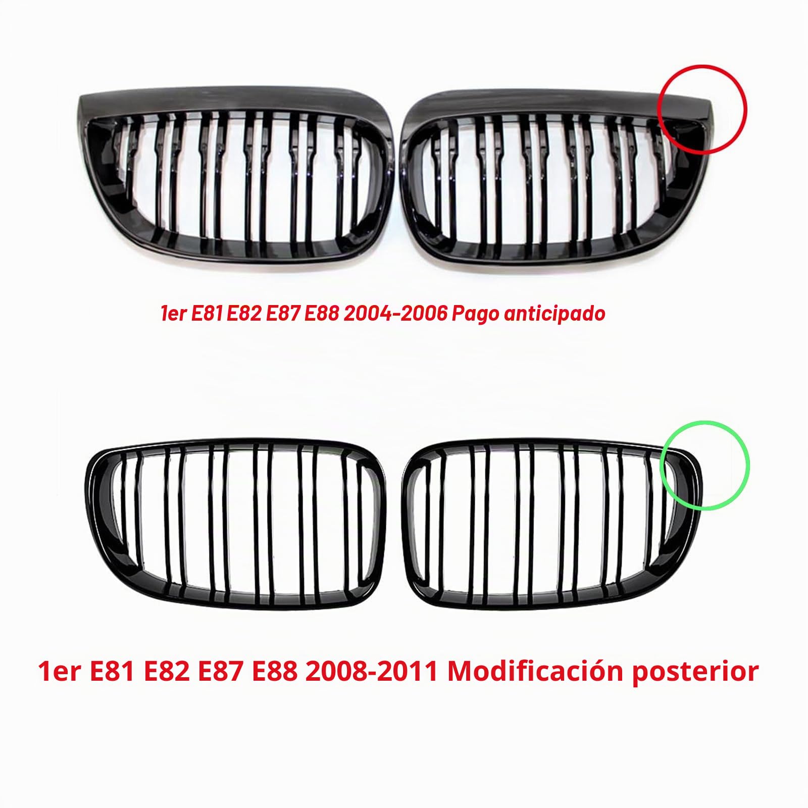 E81 E82 Rejilla de Radiador para BMW Serie 1 E81 E82 Parrilla Negro Doble Grille E87 E88 riñones Kidney Negro 2008-2011