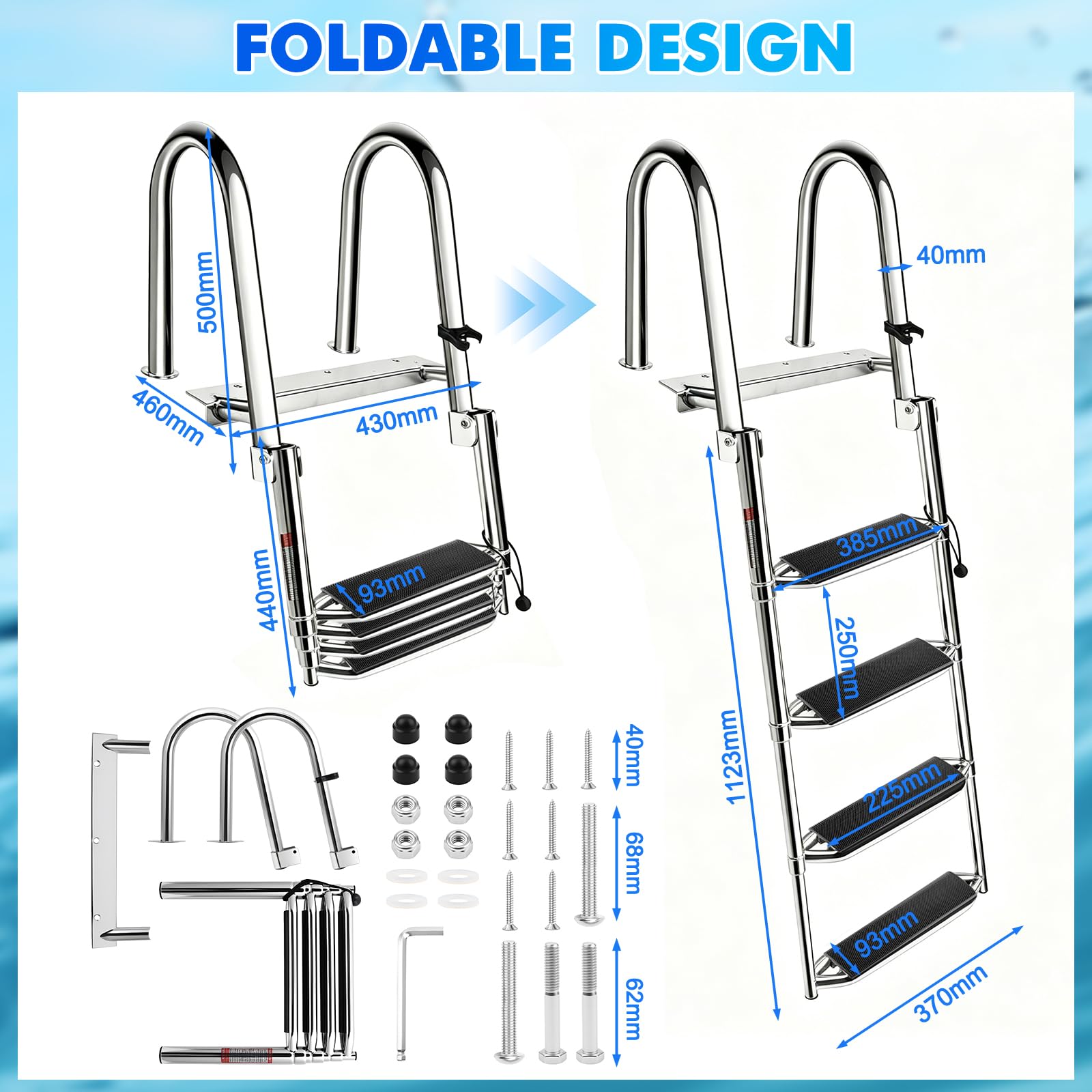 Scala per Piscina in Acciaio Inox 4 Gradini Scaletta Barca