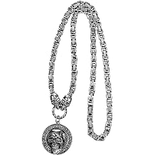 Thors Hammer Skull Pendant Necklace Men Women Stainless Steel Viking Dragon Head Skeleton Chain Retro Vintage Gothic Necklace Byzantine Design Double Dragon