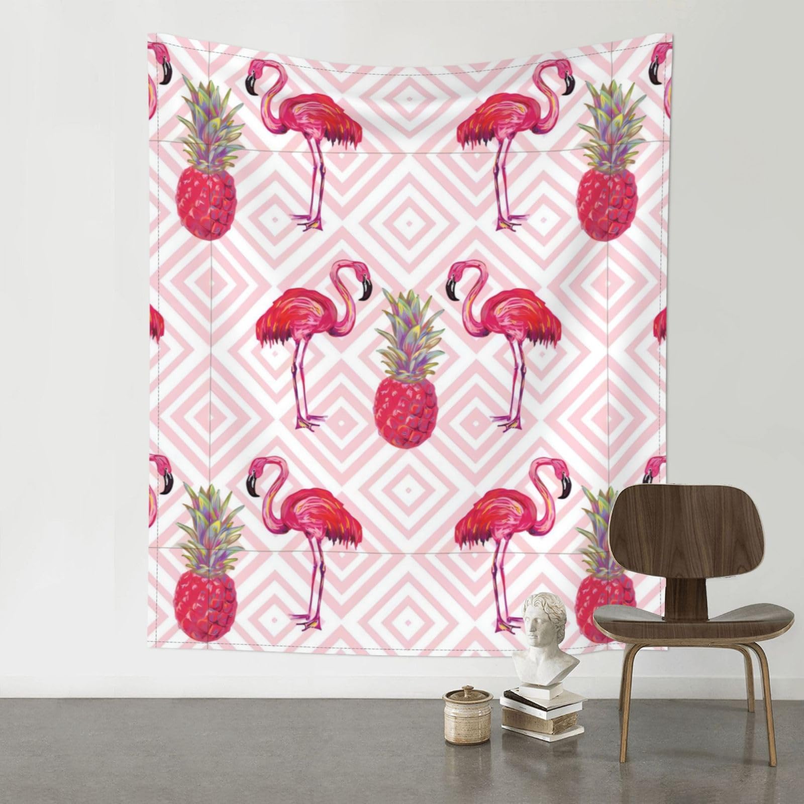 YYHHAOFA Pink Flamingo Pineapple Prints 60x51in Wall Tapestry - Durable Polyester Throw Blanket for Dorm Decor, Beach Picnics & Versatile Room Layering