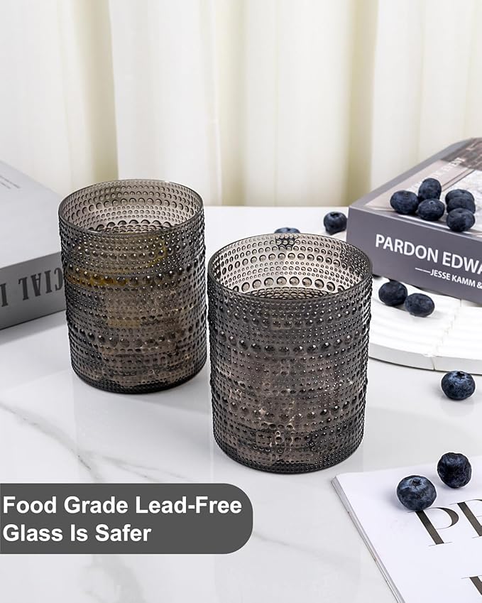 YOUBET 24 Vasos de Plástico Negro Hobnail 14 oz para Fiesta miniatura 5