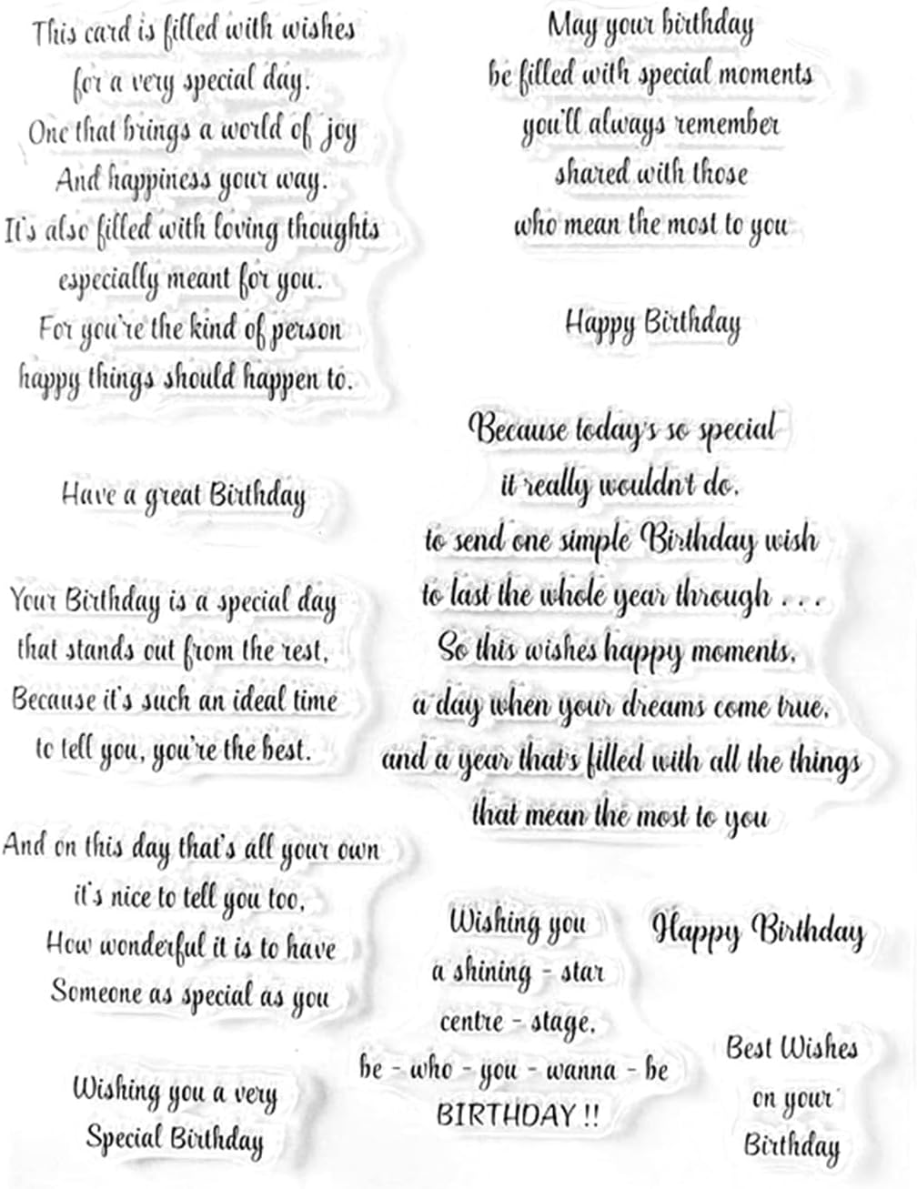 Birthday Sentiment Clear Stamps for Card Making and Journaling,Verse Silicone Stamps Happy Birthday Saying Rubber Stamps for Crafting Scrapbooking