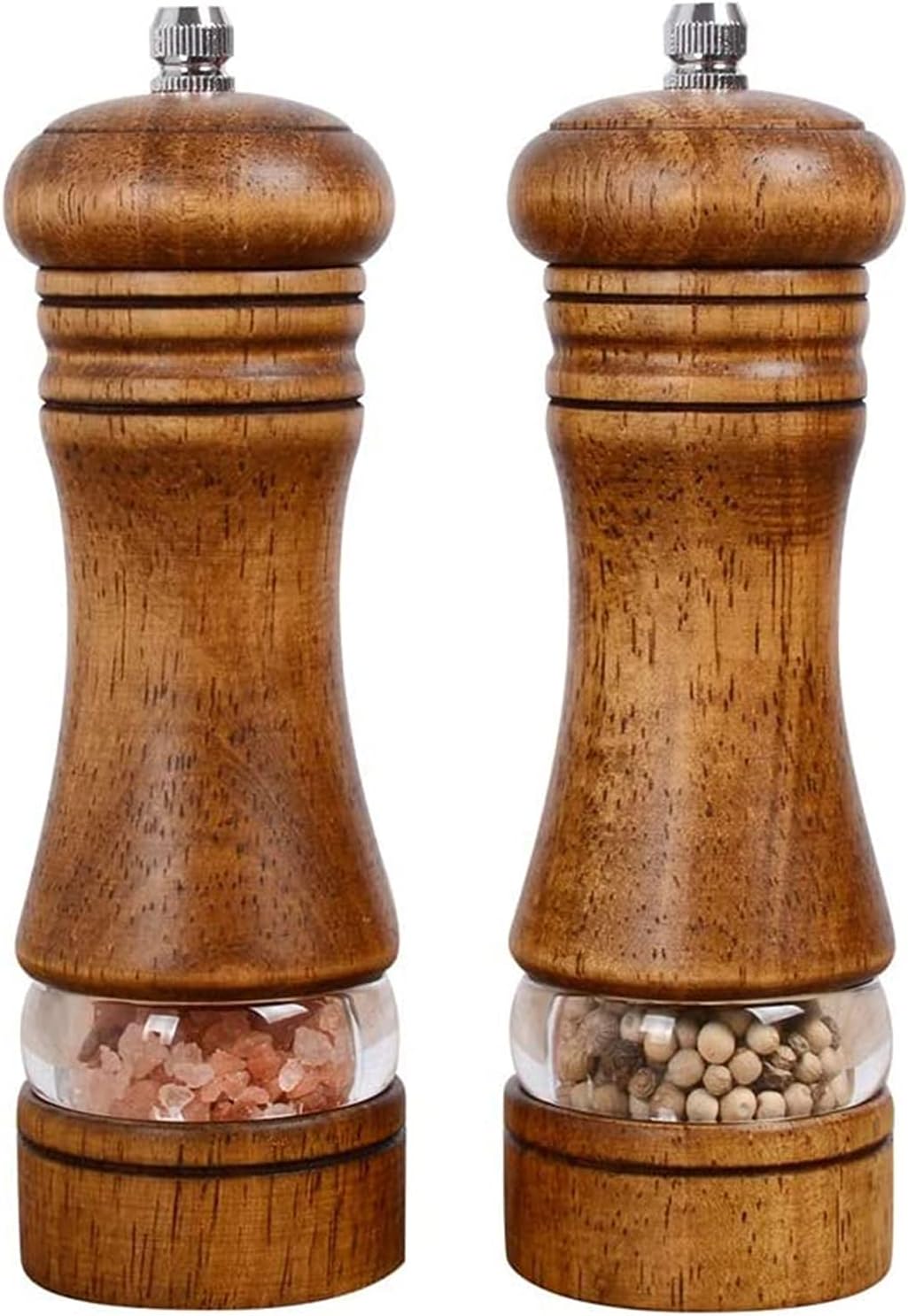 DELFINO Pepper Grinder, Wood Salt and Pepper Grinder Mills Sets, Classic Manual Salt Grinder
