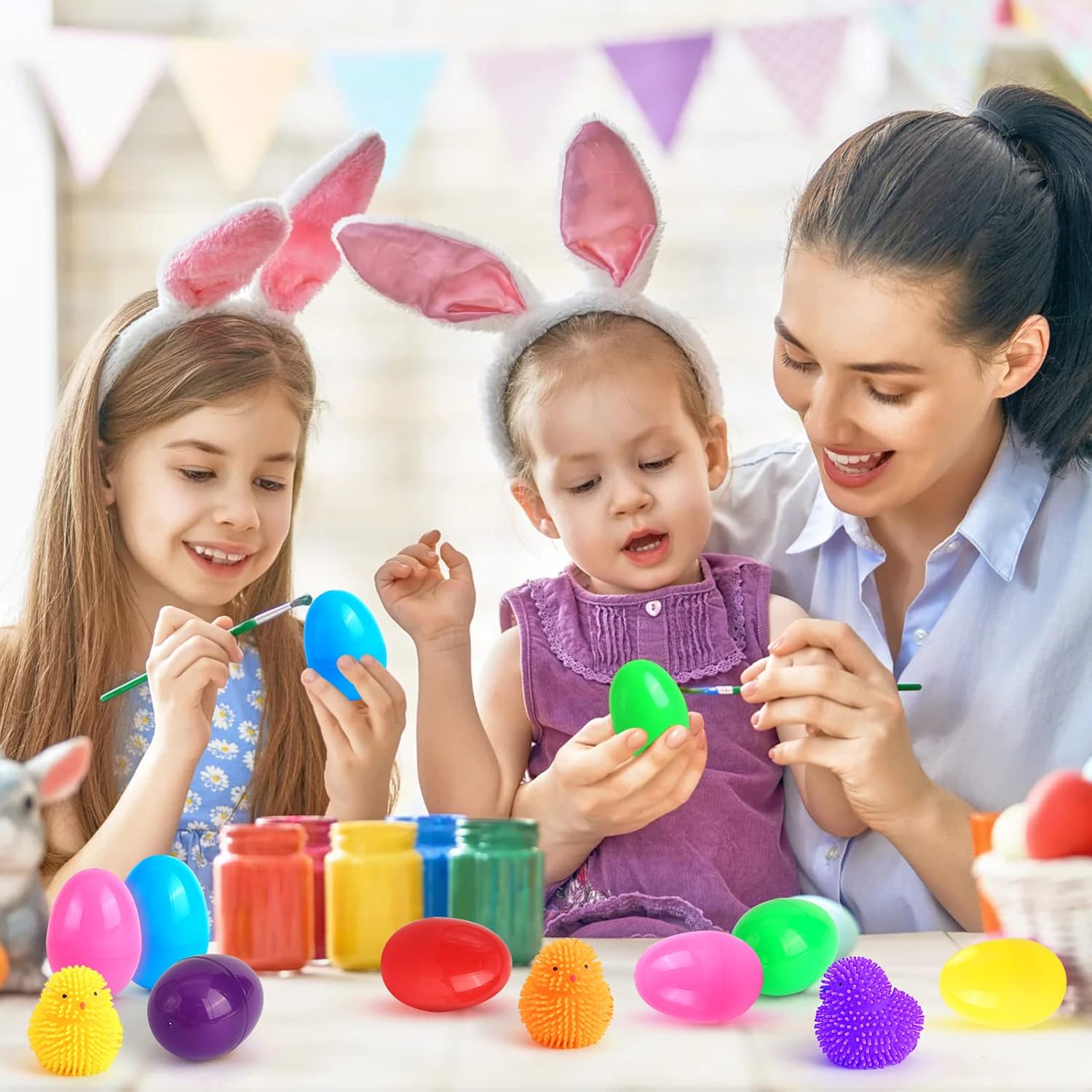 SURCVIO 12 Pack Easter Eggs Fillers LED Chick Puffer Balls, Easter Basket Stuffers with Light Up Stress Relief Fidget Toys Squeeze Ball, Easter Egg Hunt Party Favor for Kids Boys Girls Toddler Teens