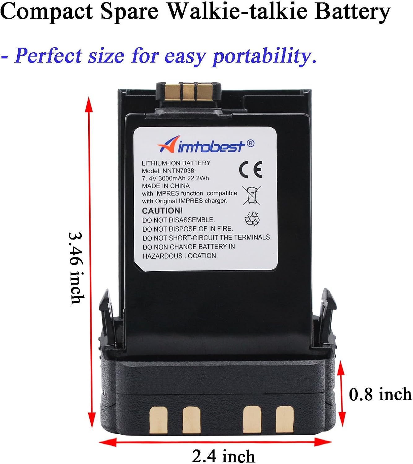 NNTN7038 PMNN4486 PMNN4485 IMPRES 3000mAh Li-ion Replacement Battery Compatible for Motorola APX6000 APX7000 APX8000 APX6000XE APX7000XE APX8000XE SRX2200 Two Way Radio
