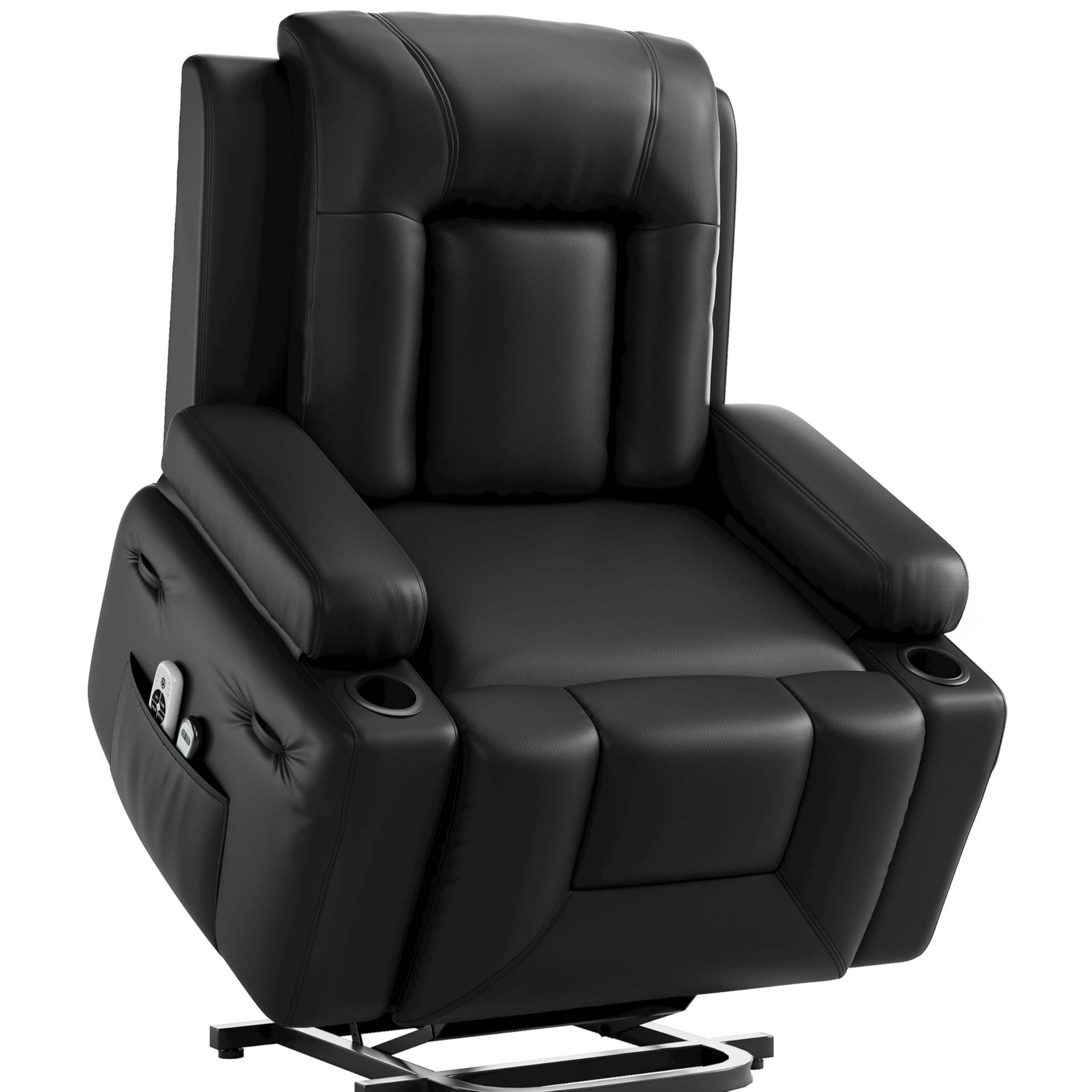 GarveeHome Oversized Wide Power Lift Recliner Chair - Heat and Massage, Adjustable Back and Legs, PU Leather Electric Lift Chair Designed for the Elderly and People with Mobility impaired