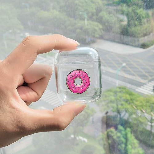 Miniatura 6 de JOYLAND Linda funda transparente para AirPod 1 y 2, transparente con forma de dona, funda para auriculares inalámbricos, suave, antipolvo, flexible,