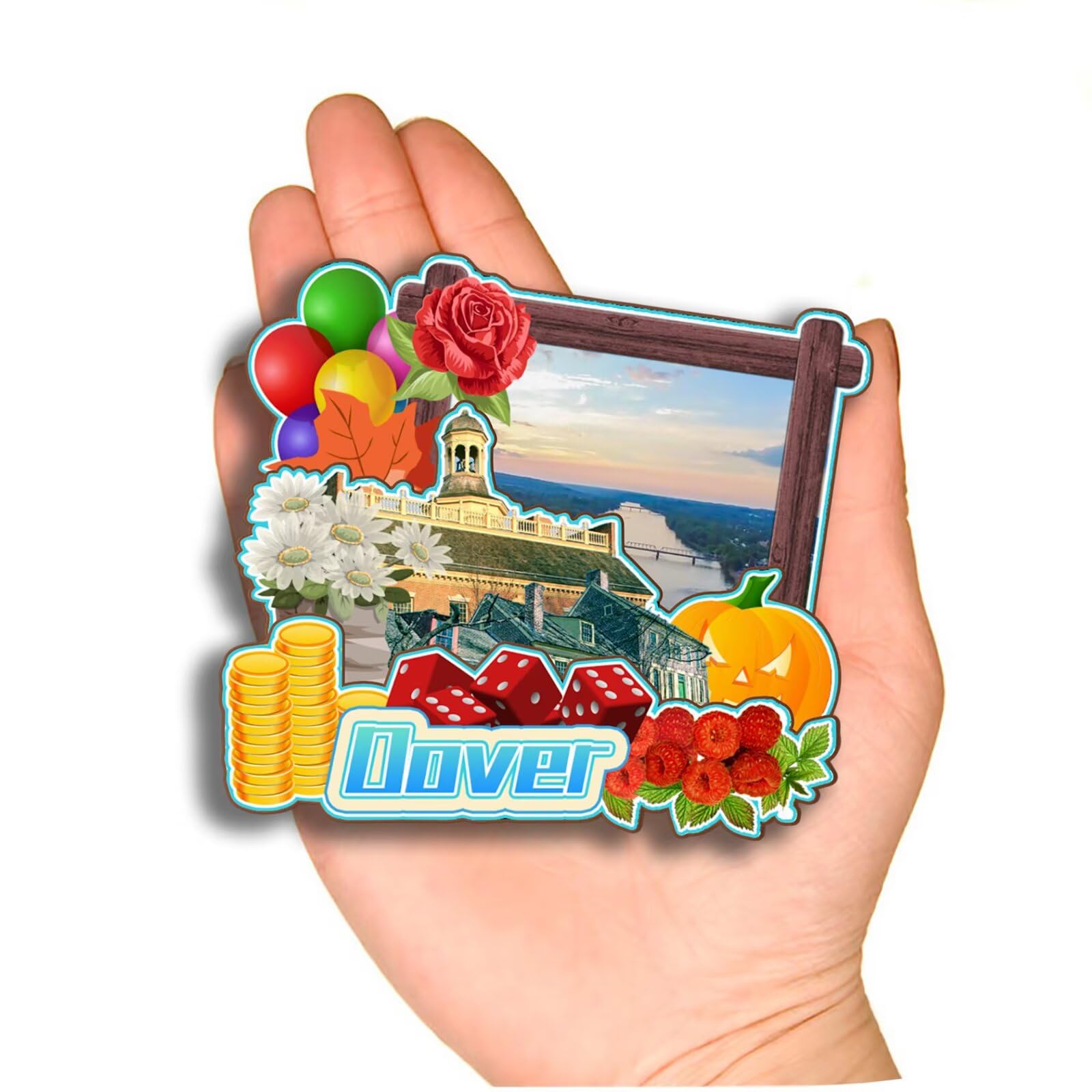 Magnete Frigorifero Lewes Delaware USA In Legno Artigianale 3D - Souvenir Di Viaggio Originale (7,6 Cm)