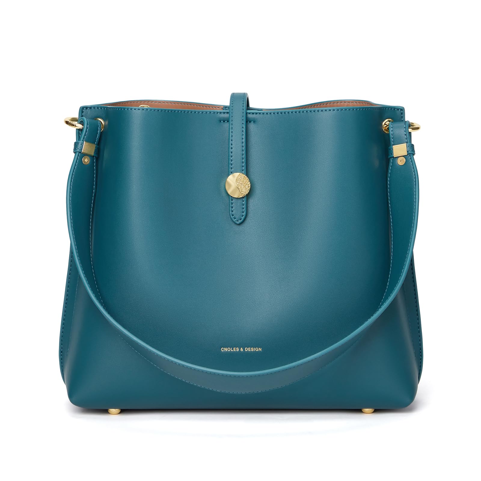 Cnoles Damen-Schultertasche aus edlem Rindleder - Großvolumiger Shopper mit Crossbody-Umhängung im trendy Eimertaschen-Design