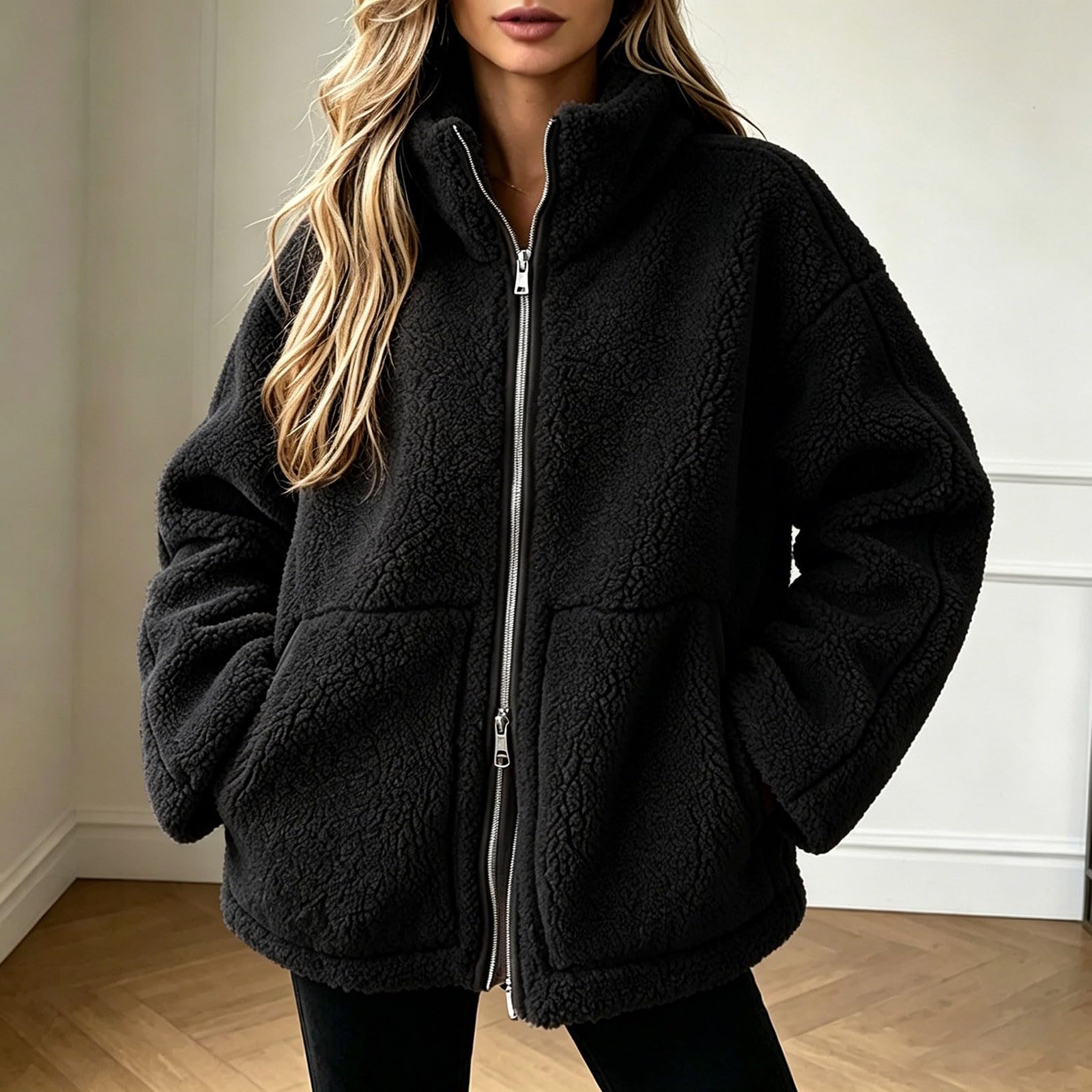 Strickjacke Damen Bequeme Winterjacke modische lockere Freizeitjacke Leichter Cardigan Strickpullover Übergangsjacke vielseitig kombinierbar für Alltag Spaziergang