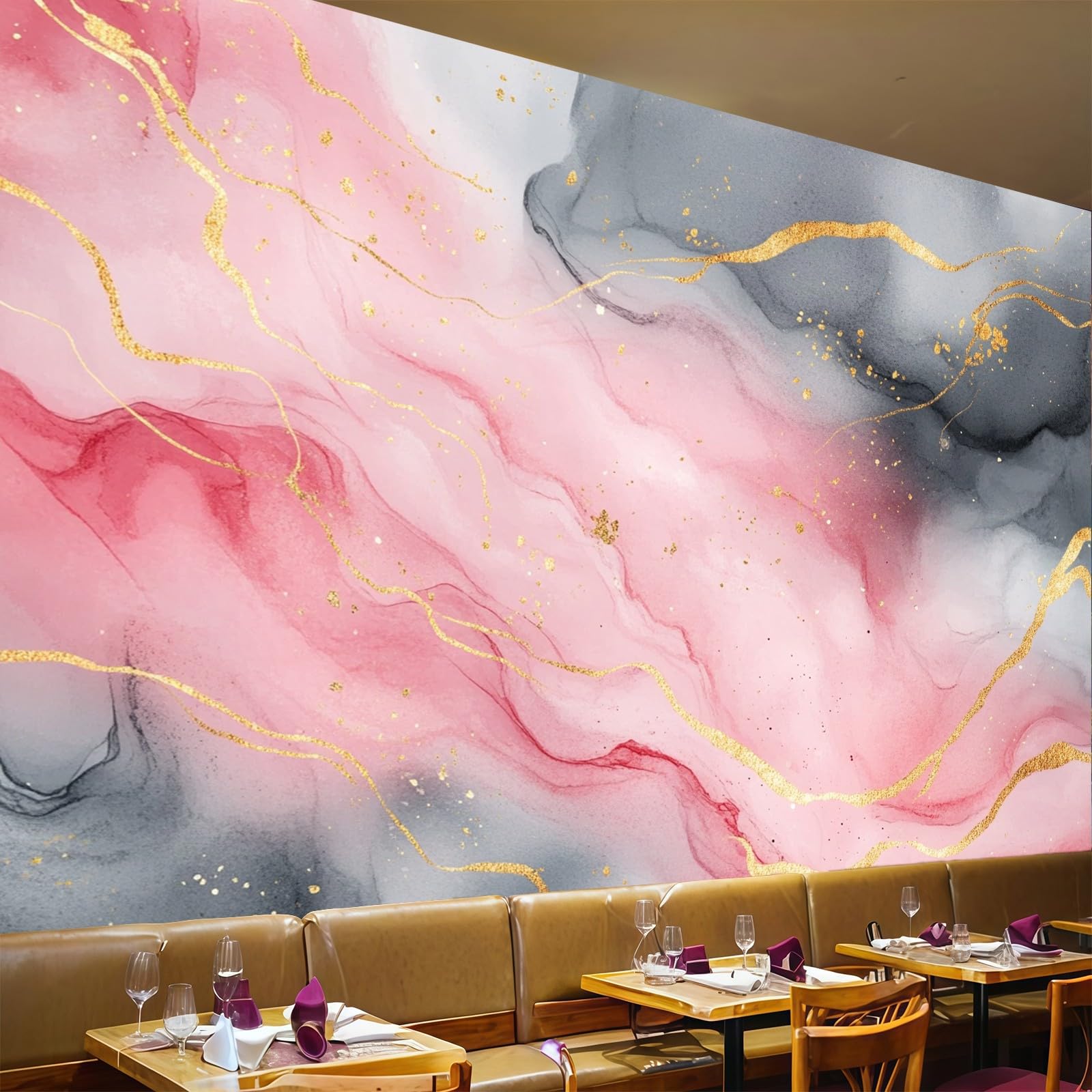 Papel pintado fotomural textura mármol rosa 200 x 140 cm decoración pared gris