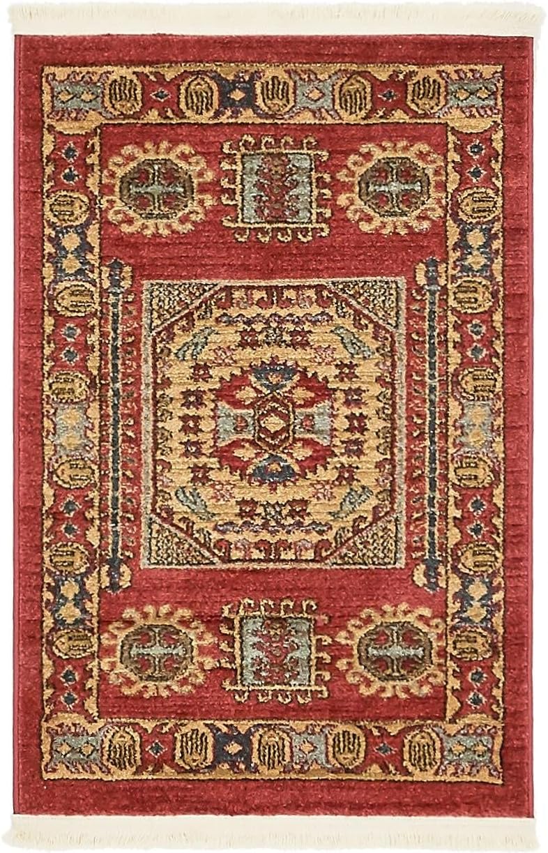 Unique Loom Sahand Collection Traditional Geometric Classic Red Area Rug (2' 2 x 3' 0) image 3