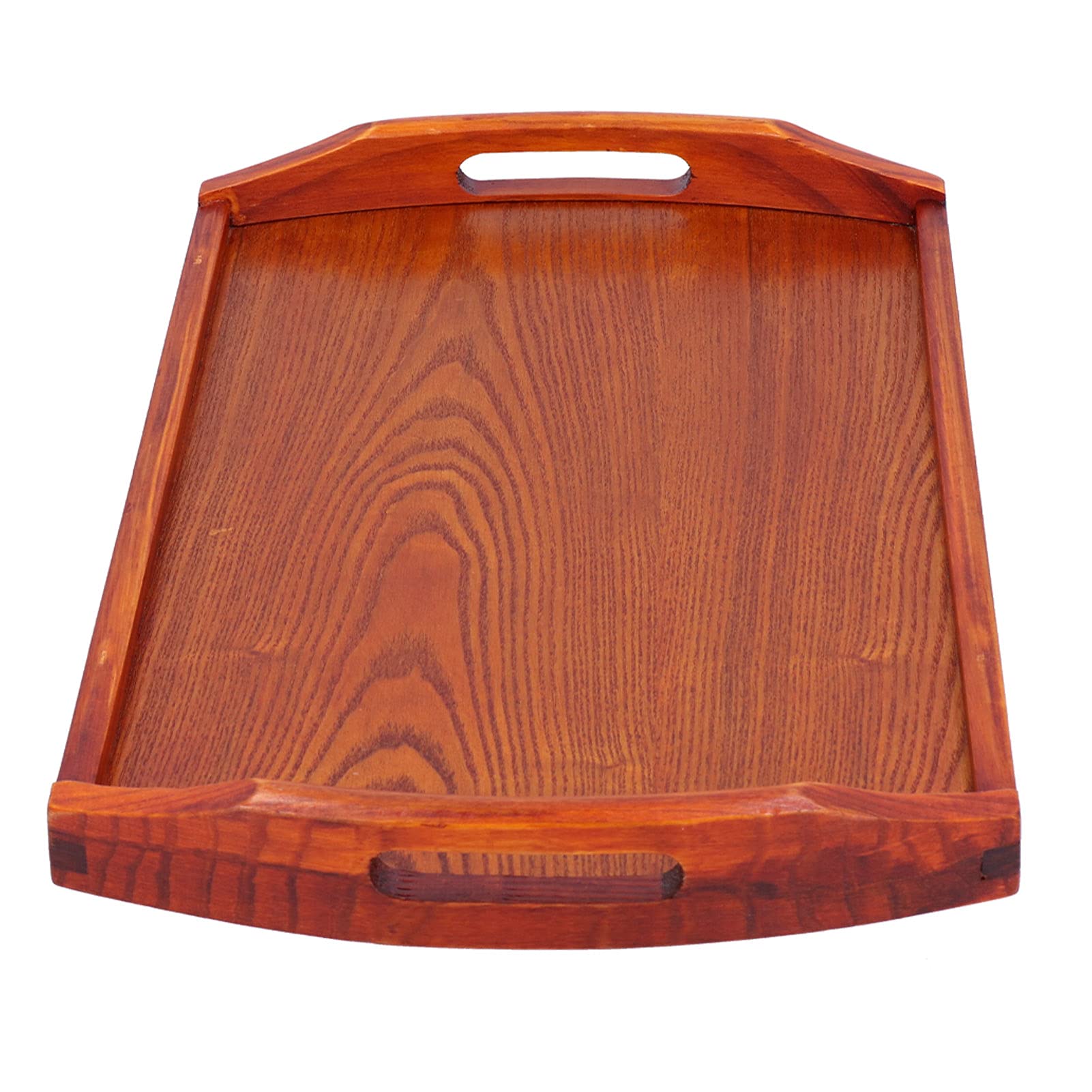 Vassoio da portata in legno naturale con manici, robusto, 45 x 27 x 4,5 cm, vassoio da pranzo per cucina, ristorante e intrattenimento domestico, per servire cibo e bevande
