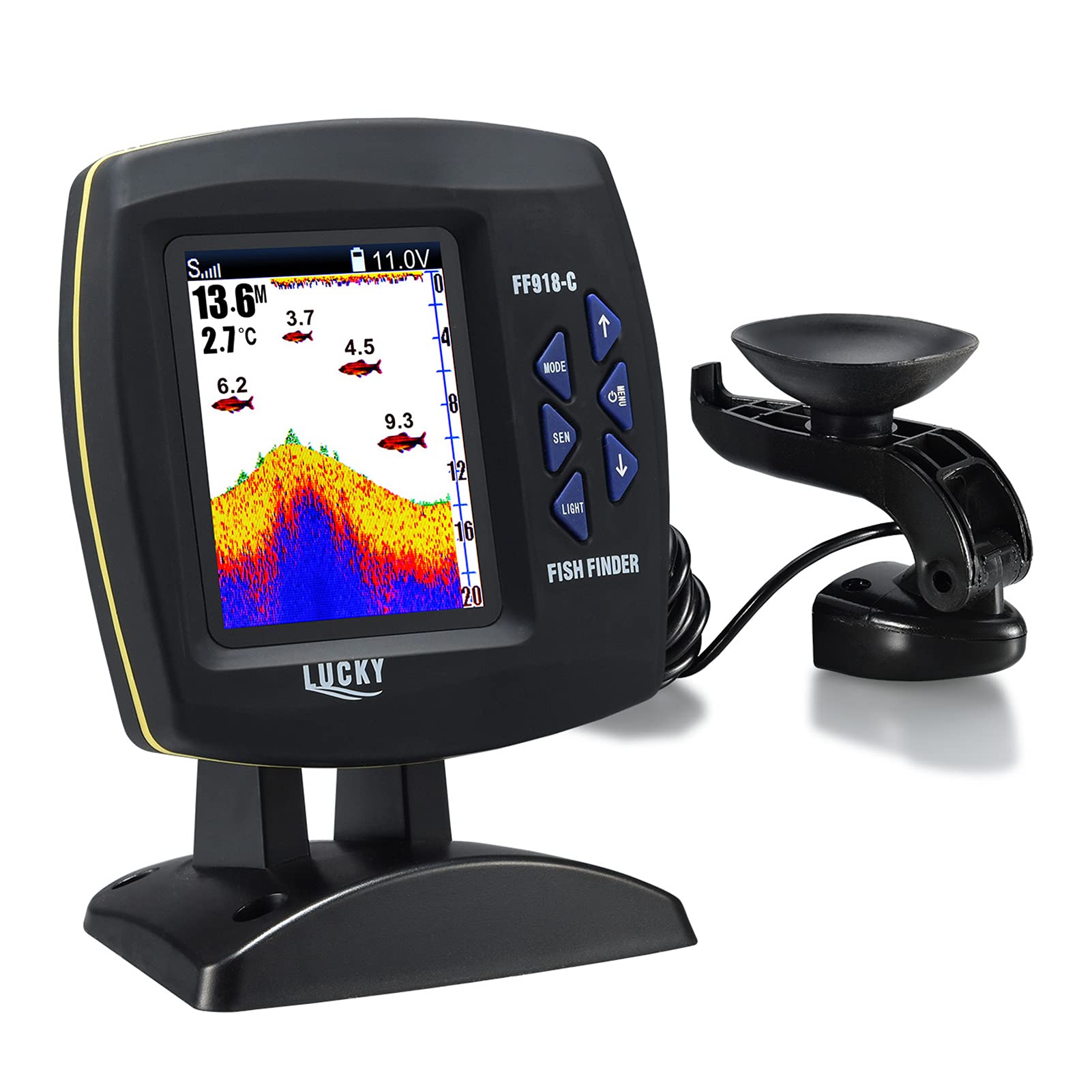 LIXADA Tragbares Echolot für Kajak & Boot – Kabelloser Sonarsensor mit wasserdichtem, kabelgebundenem Tiefenmesser