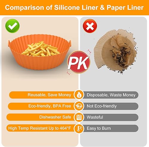 Miniatura 3 de Forro de silicona reutilizable para freidora de aire, accesorios redondos antiadherentes, fáciles de limpiar, bandeja de accesorios para freidora de