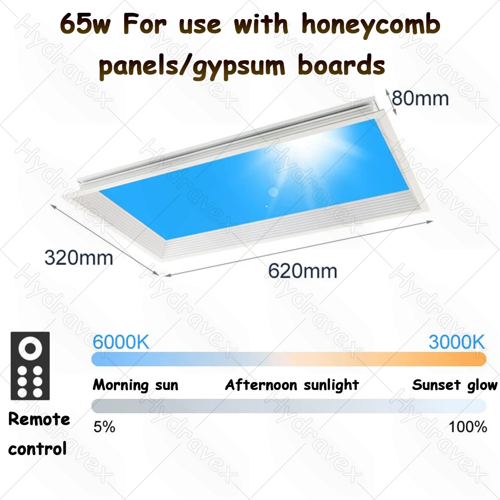 Inteligentny niebieski świetlik LED, lampa słoneczna, lampa światła naturalnego z pilotem | do piwnic, garaży, kuchni, sypialni, salonów, hoteli, holów, korytarzy Sunshine-32 * 62Embedded
