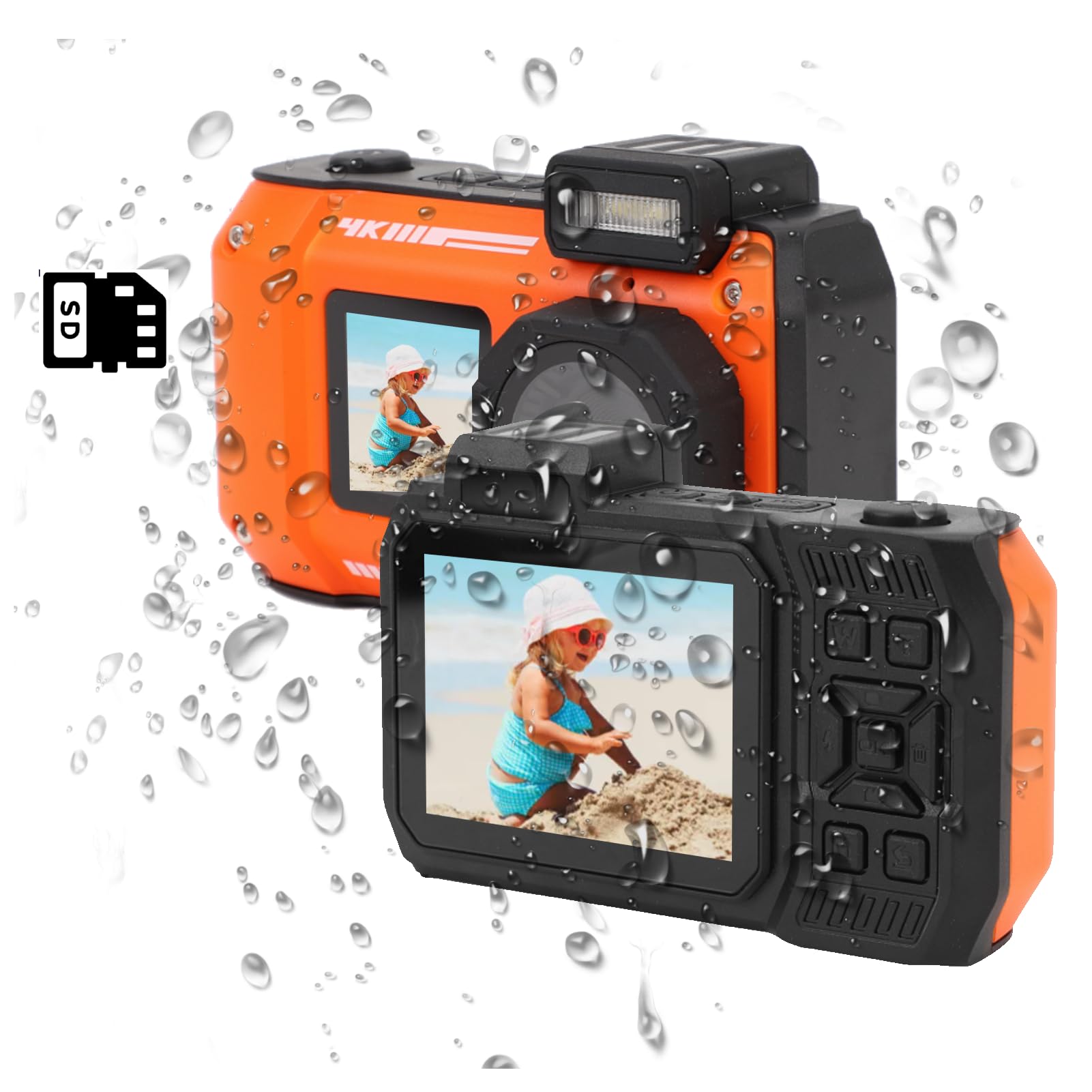Fotocamera Subacquea 4K Con Doppio Schermo - Impermeabile Fino A 3 Metri, 48MP E Autofocus - Ideale Per Snorkeling E Sport Acquatici - Foto 6