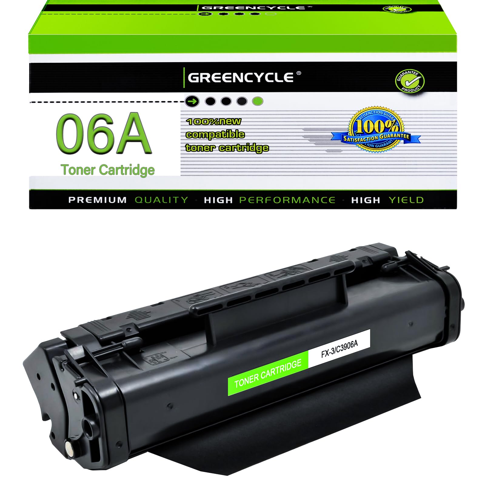 greencycle High-Yield 06A Compatible Toner Replacement for HP 06A C3906A Black Toner Cartridge for LaserJet 5L Xtra 5L-FS 6L 6Lse 6Lxi 3100 3100se