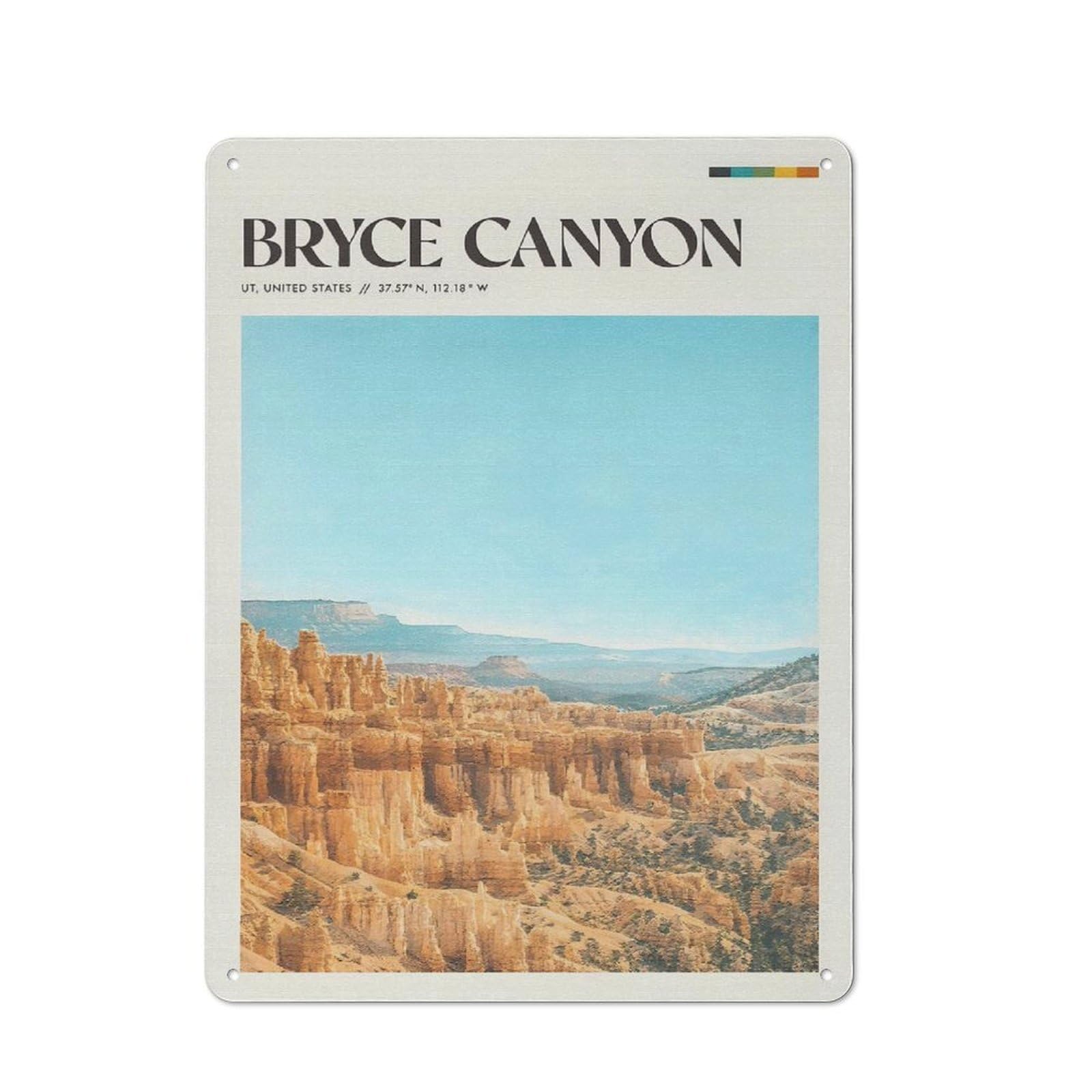 Junmoney Style-22 Tin Sign 40X30cm With Bryce Canyon National Park For Living Room Wall, Retro Decor, Autumn Wall Decor For Living Room Decor Lovers