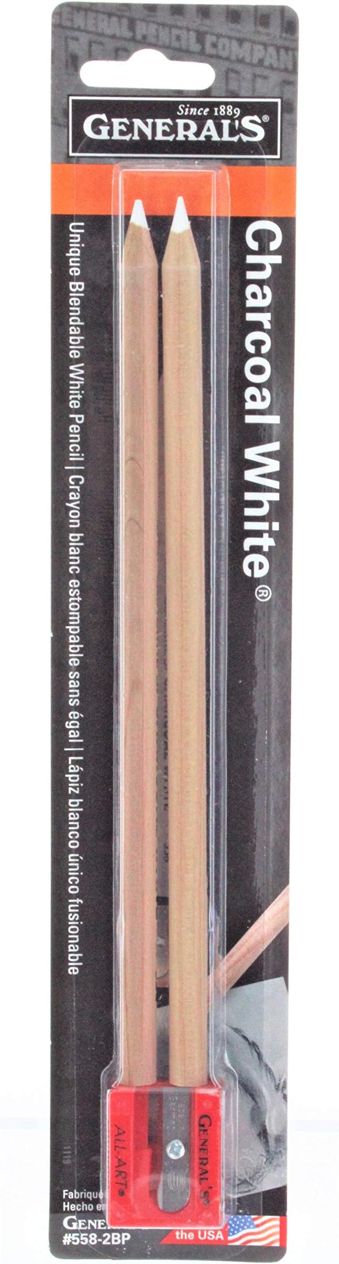 2-Pack - General Pencil 5582BP Charcoal White Pencils 2/Pkg-2B